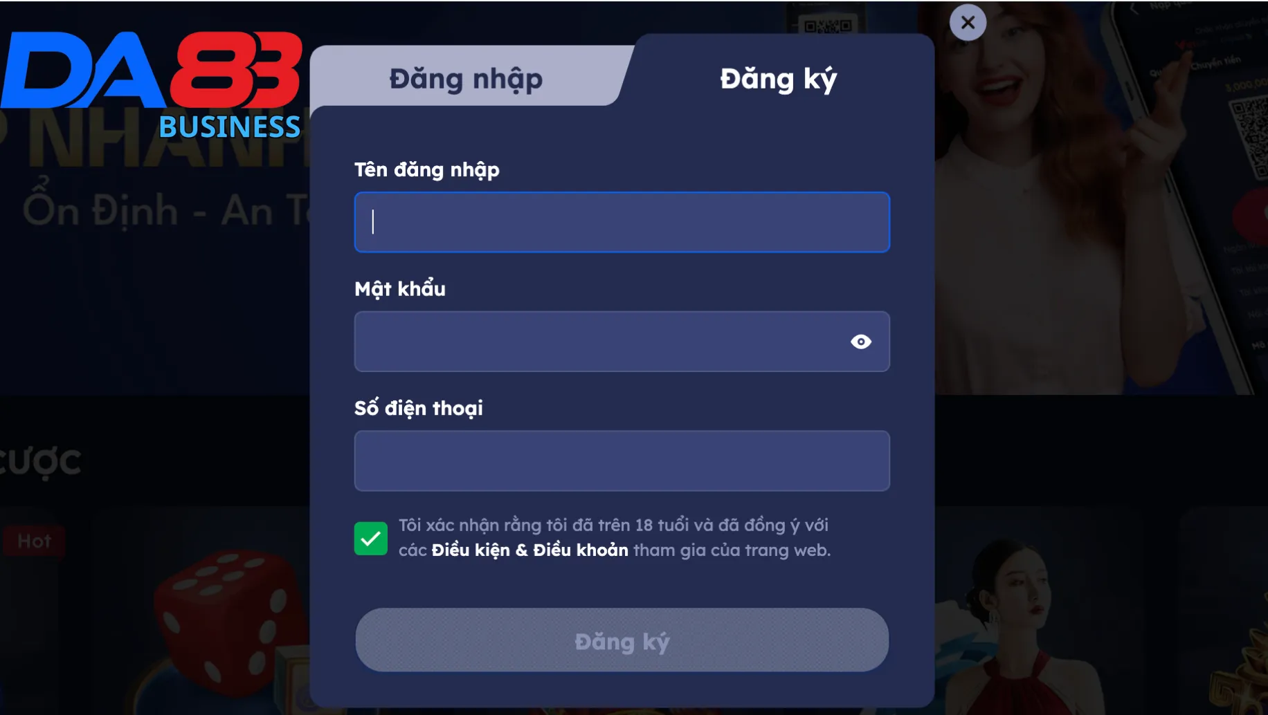 Hướng dẫn cách đăng ký Da88