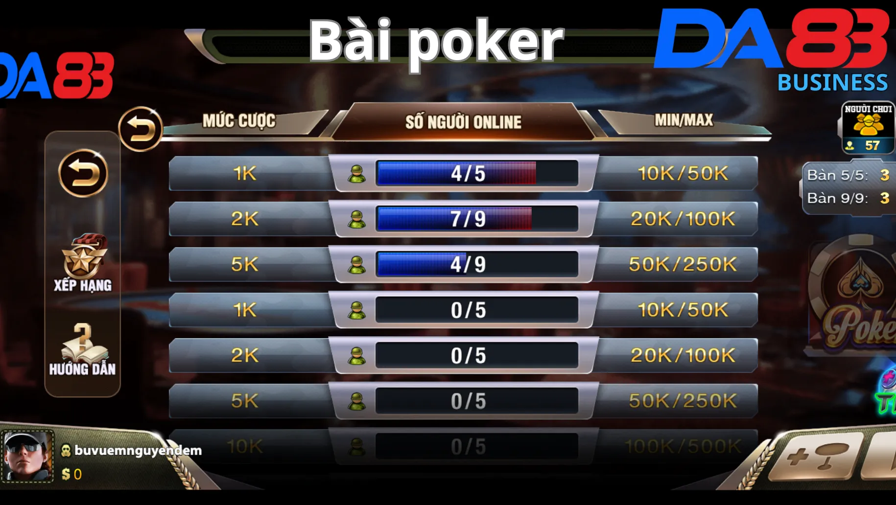 Game bài Poker tại Da88