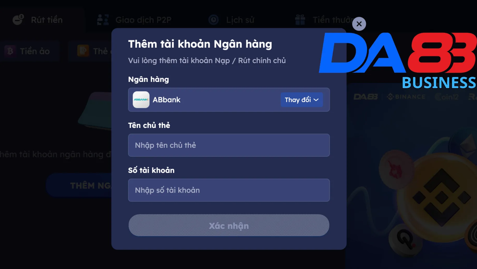 Điều kiện để thực hiện rút tiền Da88